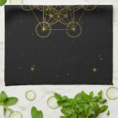 Metatron's Cube Sacred Geometry Black en Gold Theedoek (Gevouwen)