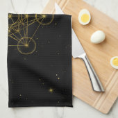 Metatron's Cube Sacred Geometry Black en Gold Theedoek (Quarter Fold)