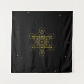 Metatron's Cube Sacred Geometry Black en Gold Wandkleed (Voorkant)