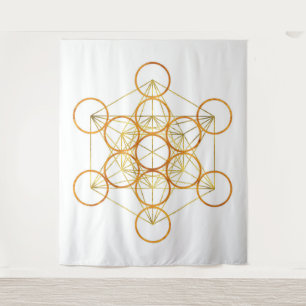 Metatron's Cube Sacred Geometry - Koper en Goud Wandkleed