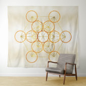 Metatron's Cube Sacred Geometry - Koper en Goud Wandkleed (In Situ (horizontaal))