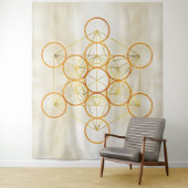 Metatron's Cube Sacred Geometry - Koper en Goud Wandkleed (In situ)