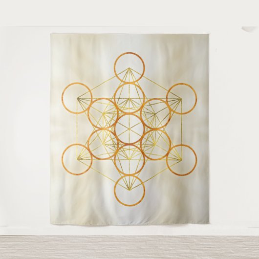 Metatron's Cube Sacred Geometry - Koper en Goud Wandkleed (Voorkant)