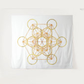 Metatron's Cube Sacred Geometry - Koper en Goud Wandkleed (Voorkant (horizontaal))