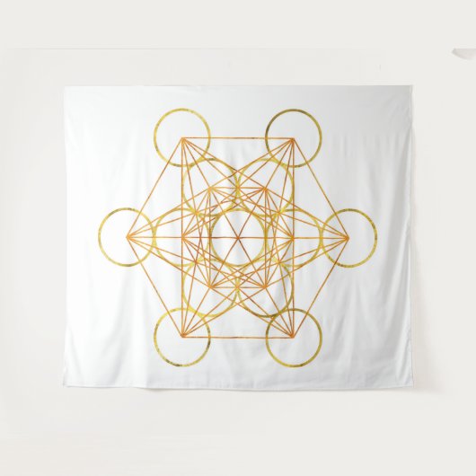 Metatron's Cube Sacred Geometry - Koper en Goud Wandkleed (Voorkant (horizontaal))