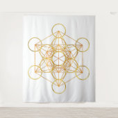 Metatron's Cube Sacred Geometry - Koper en Goud Wandkleed (Voorkant)
