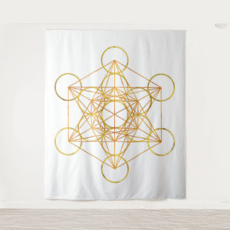 Metatron's Cube Sacred Geometry - Koper en Goud Wandkleed
