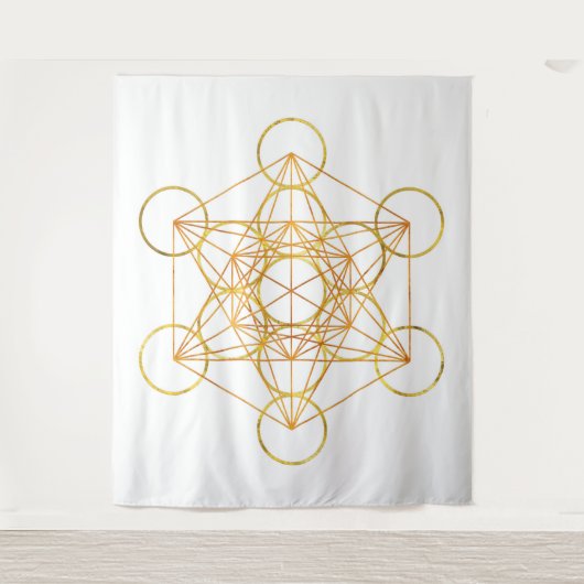 Metatron's Cube Sacred Geometry - Koper en Goud Wandkleed (Voorkant)