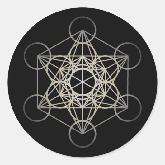 Metatron's Cube - Silver Version Ronde Sticker (Voorkant)