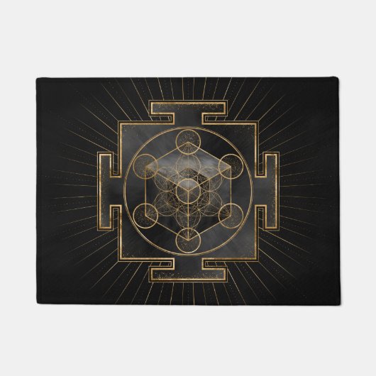 Metatron's Cube Sri Yantra Sacred Geometry Deurmat (Voorkant)