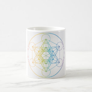 Metatron's kubus illustratie regenboog kleuren hei koffiemok