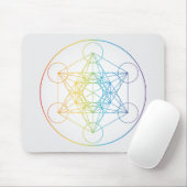 Metatron's kubus illustratie regenboog kleuren muismat (Met muis)