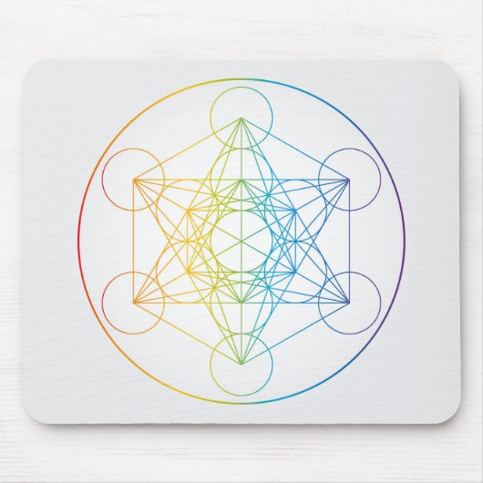 Metatron's kubus illustratie regenboog kleuren muismat (Voorkant)
