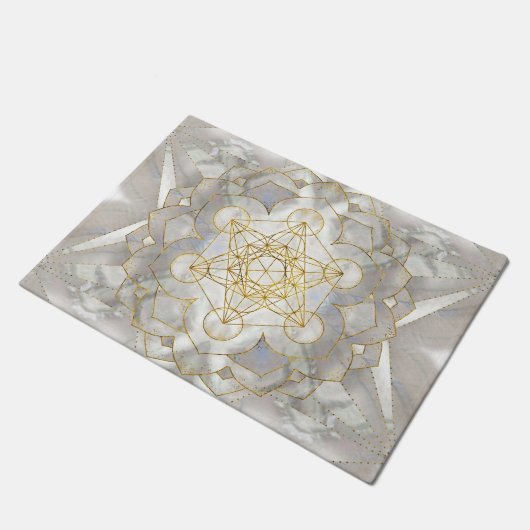 Metatron's kubus in lotus Sacred Geometry Deurmat (Schuin)