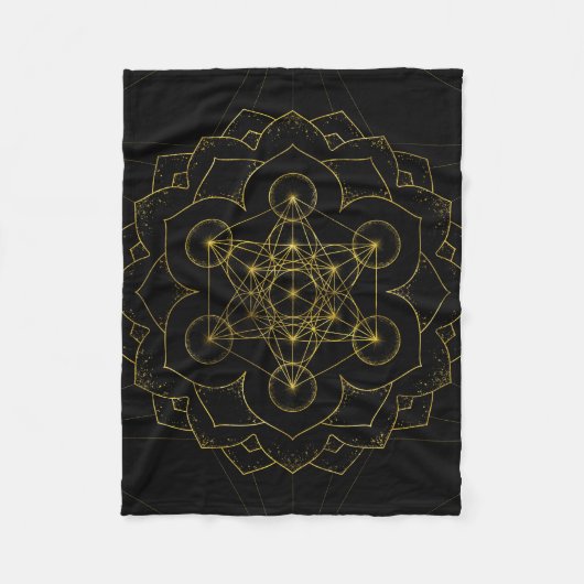 Metatron's kubus in lotus Sacred Geometry Fleece Deken (Voorkant)