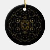 Metatron's kubus in lotus Sacred Geometry Keramisch Ornament (Voorkant)