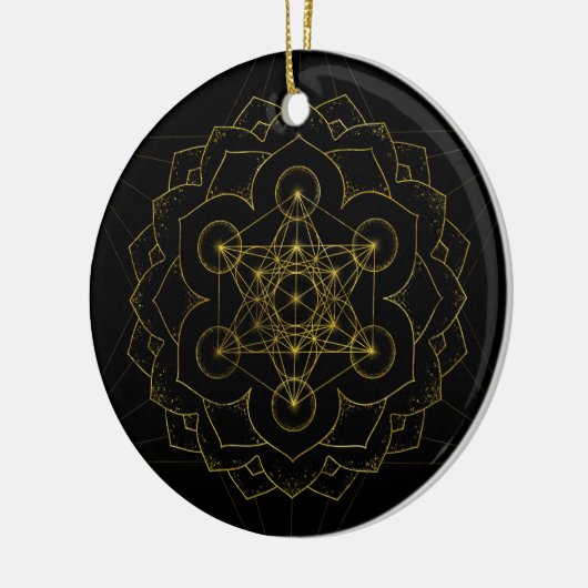 Metatron's kubus in lotus Sacred Geometry Keramisch Ornament (Links)