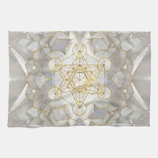 Metatron's kubus in lotus Sacred Geometry Theedoek (Horizontaal)