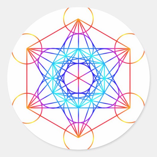 Metatron's kubus (kleur 2) ronde sticker (Voorkant)