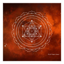 Metatron's kubus met rode universum achtergrond