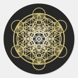 Metatron's kubus met ventilator - Gold Version Ronde Sticker