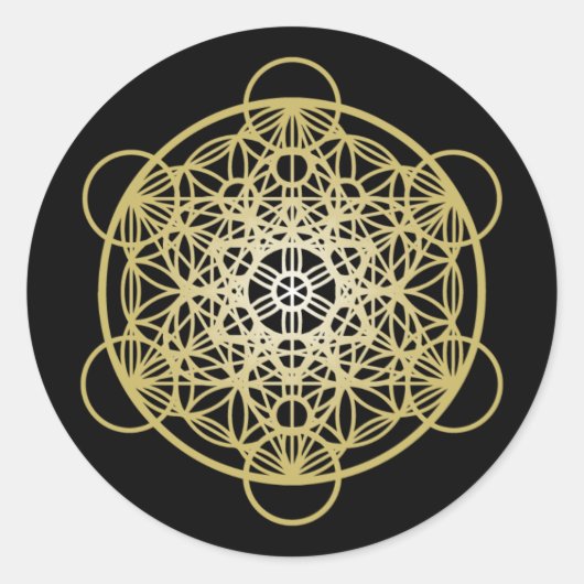Metatron's kubus met ventilator - Gold Version Ronde Sticker (Voorkant)