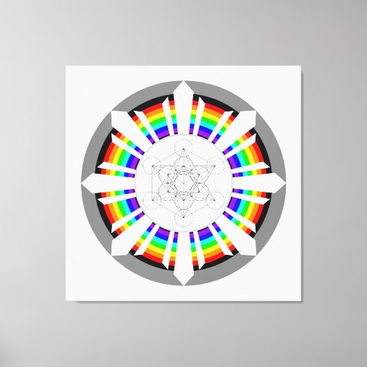 Metatron's Kubus Regenboog Prisma Canvas Afdruk (Voorkant)