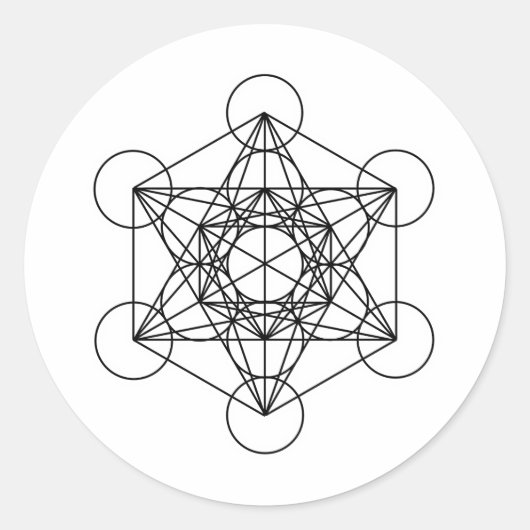 Metatron's kubus (wit) ronde sticker (Voorkant)