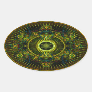 "Metatron's Magick Wheel" - Fractal Art Ovale Sticker
