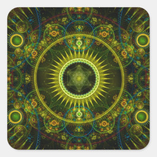 "Metatron's Magick Wheel" - Fractal Art Vierkante Sticker