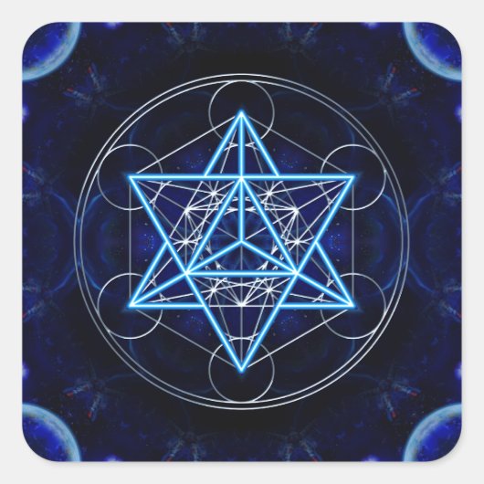 Metatrons Würfel - Merkaba - Stern Tetraeder Vierkante Sticker (Voorkant)
