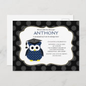 Mete Pois Grad Owl Boy Graduation Invitation (Devant / Derrière)