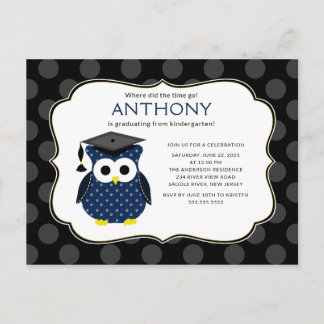 Mete Pois Grad Owl Boy Graduation Invitation