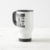 Mete règles de camping mot art Voyage Mug (Devant gauche)