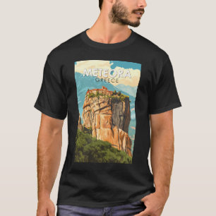 Meteora Griekenland Illustratie Reis Kunst Vintage T-shirt