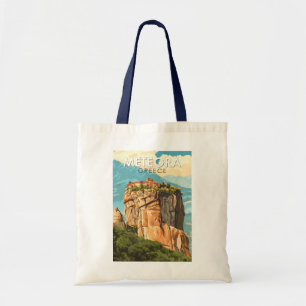 Meteora Griekenland Illustratie Reis Kunst Vintage Tote Bag