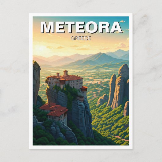 Meteora Griekenland Reizen Briefkaart (Voorkant)