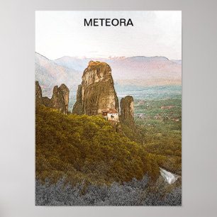 Meteora Griekenland Rock Mountains Reizen Poster