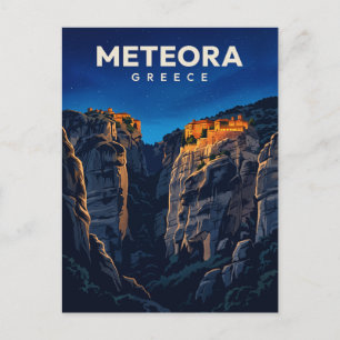 Meteora-kloosters 's nachts Griekenland Briefkaart