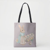 meterkonijn met bloemen canvas tas (Voorkant)