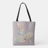 meterkonijn met bloemen canvas tas (Achterkant)