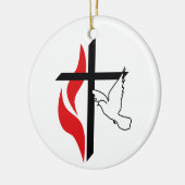 Methodist cross en Dove Keramisch Ornament (Links)