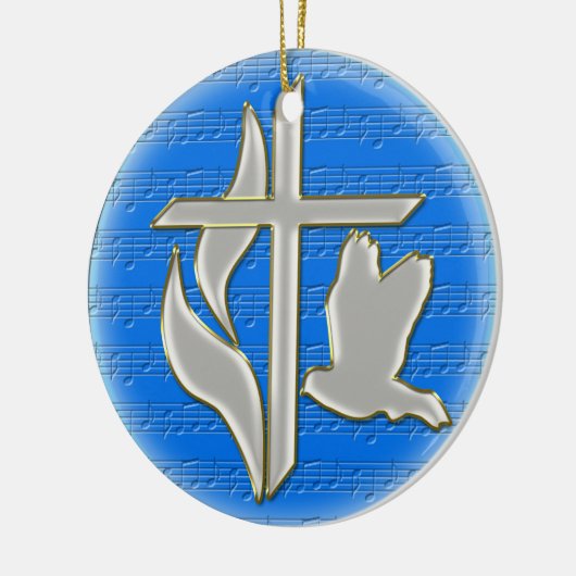 Methodistkruis met duif keramisch ornament (Links)