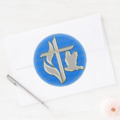 Methodistkruis met duif ronde sticker (Envelop)