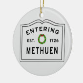 Methuen, MA Holiday Wreath Ceramic Ornament (Links)