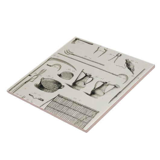 Meting van het tuinggereedschap van de "Encycloop" Tegeltje (Zijkant)