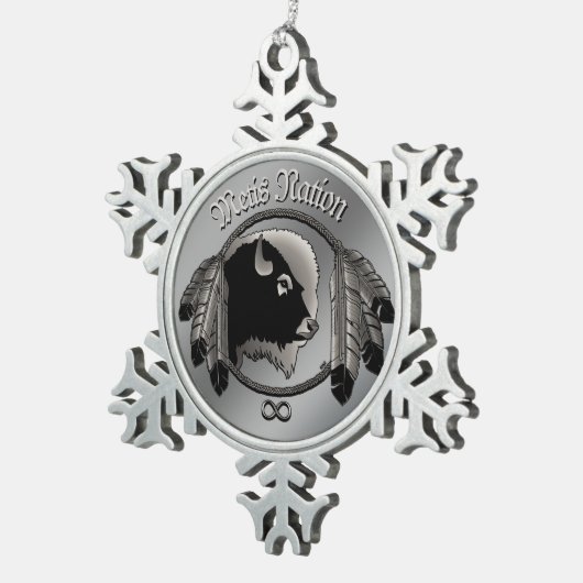 Metis Art kerstversieringen Aangepaste tribale cad Tin Sneeuwvlok Ornament (Rechts)