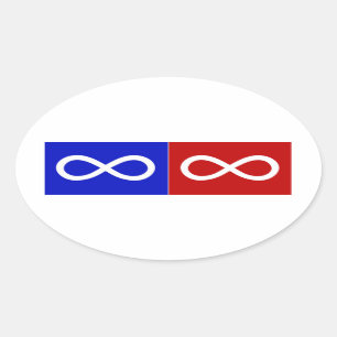 Métis Blue & Red Flag Ovale Sticker