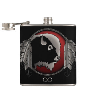 Metis Flask Custom Spirit Buffalo Metis Art Fles Heupfles