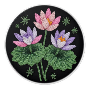 Metis Native Beadwork Bloemen Lotus Keramische Kno Knop